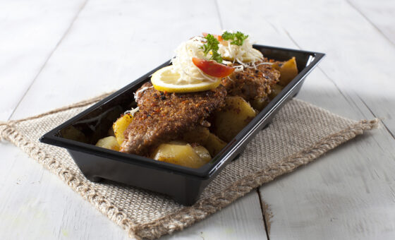 Skinkeschnitzler med brasede kartofler